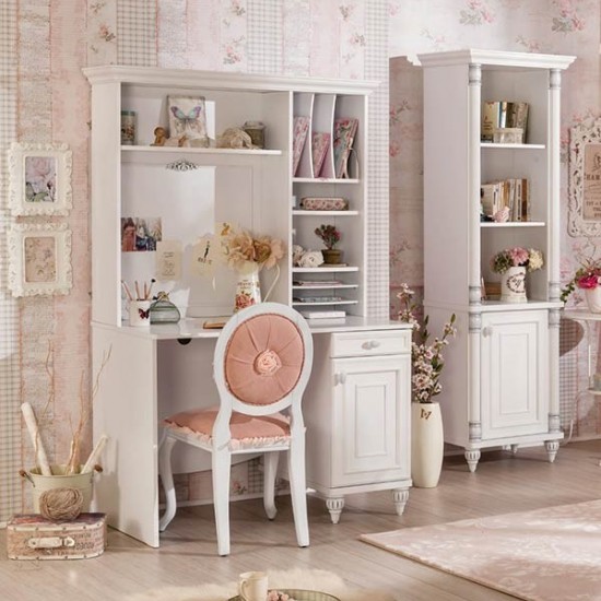 ROMANTICA ΠΑΙΔΙΚΟ ΓΡΑΦΕΙΟ ΜΕ ΒΙΒΛΙΟΘΗΚΗ 106x62xH170cm