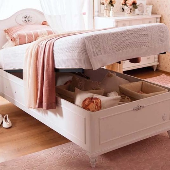 ROMANTIC ΠΑΙΔΙΚΟ ΚΡΕΒΑΤΙ ΜΟΝΟ ΜΕ ΑΠΟΘΗΚΕΥΤΙΚΟ ΧΩΡΟ 118x210xΗ111cm