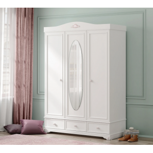 RUSTIC WHITE ΠΑΙΔΙΚΗ ΝΤΟΥΛΑΠΑ 3ΦΥΛΛΗ 140x60xH204cm