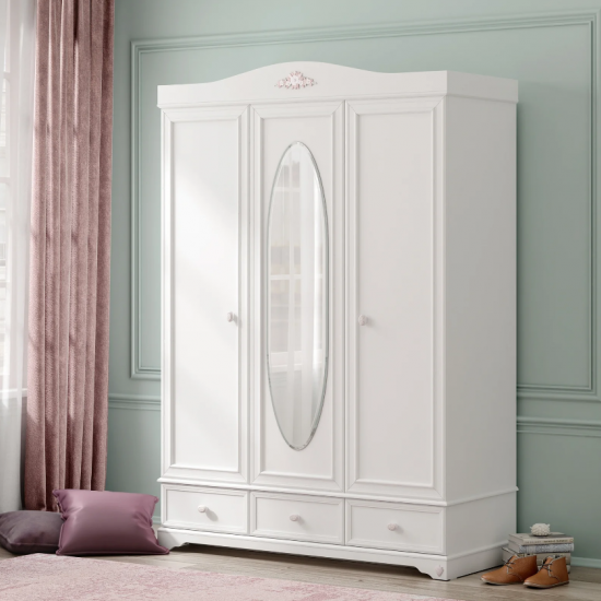 RUSTIC WHITE ΠΑΙΔΙΚΗ ΝΤΟΥΛΑΠΑ 3ΦΥΛΛΗ 140x60xH204cm