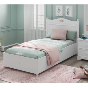 RUSTIC WHITE ΠΑΙΔΙΚΟ ΚΡΕΒΑΤΙ ΜΟΝΟ ΜΕ ΑΠΟΘΗΚΕΥΤΙΚΟ ΧΩΡΟ 116x204x108cm