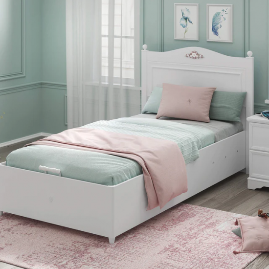 RUSTIC WHITE ΠΑΙΔΙΚΟ ΚΡΕΒΑΤΙ ΜΟΝΟ ΜΕ ΑΠΟΘΗΚΕΥΤΙΚΟ ΧΩΡΟ 116x204x108cm