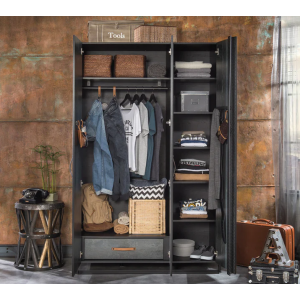 DARK METAL ΠΑΙΔΙΚΗ ΝΤΟΥΛΑΠΑ 3ΦΥΛΛΗ 132x62xH210cm