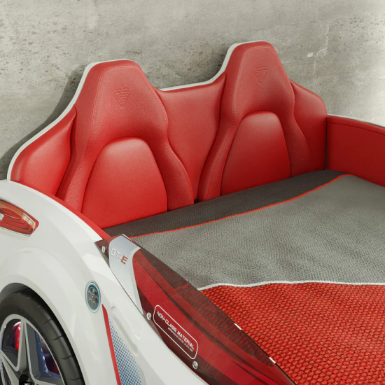 CHAMPION RACER ΠΑΙΔΙΚΟ ΚΡΕΒΑΤΙ ΑΥΤΟΚΙΝΗΤΟ ΛΕΥΚΟ ΜΕ ΚΡΥΦΟ ΦΩΤΙΣΜΟ 127x220xH80 cm