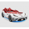 CHAMPION RACER ΠΑΙΔΙΚΟ ΚΡΕΒΑΤΙ ΑΥΤΟΚΙΝΗΤΟ ΛΕΥΚΟ ΜΕ ΚΡΥΦΟ ΦΩΤΙΣΜΟ 127x220xH80 cm