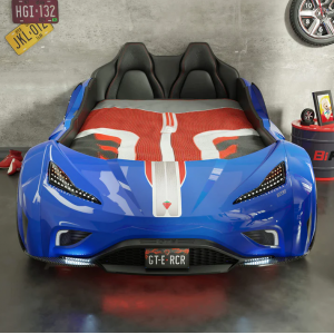 CHAMPION RACER ΠΑΙΔΙΚΟ ΚΡΕΒΑΤΙ ΑΥΤΟΚΙΝΗΤΟ ΜΠΛΕ ΜΕ ΚΡΥΦΟ ΦΩΤΙΣΜΟ 127x220xH80 cm