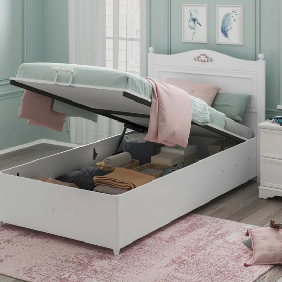 RUSTIC WHITE ΠΑΙΔΙΚΟ ΚΡΕΒΑΤΙ ΜΟΝΟ ΜΕ ΑΠΟΘΗΚΕΥΤΙΚΟ ΧΩΡΟ 116x204x108cm