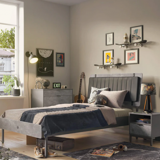 ΠΑΙΔΙΚΟ ΚΡΕΒΑΤΙ ΜΟΝΟ SPACE GRAY 214x136xH118cm