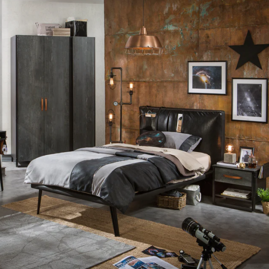 DARK METAL ΠΑΙΔΙΚΟ ΚΡΕΒΑΤΙ ΗΜΙΔΙΠΛΟ 135x220xH105cm