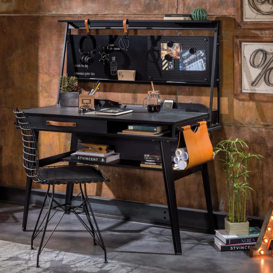 DARK METAL ΠΑΙΔΙΚΟ ΓΡΑΦΕΙΟ ΜΕ ΠΛΑΤΗ ΚΑΙ ΘΥΡΑ USB 114x62x146cm