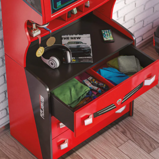 CHAMPION RACER ΠΑΙΔΙΚΗ ΣΥΡΤΑΡΙΕΡΑ ME 4 ΣΥΡΤΑΡΙΑ ΚΑΙ ΡΑΦΙΑ 71x42xH143cm