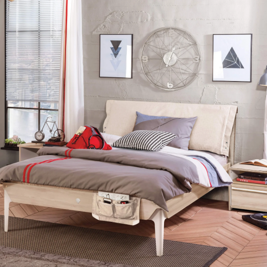 DUO ΠΑΙΔΙΚΟ ΚΡΕΒΑΤΙ ΗΜΙΔΙΠΛΟ ΜΕ ΥΦΑΣΜΑΤΙΝΗ ΠΛΑΤΗ 129x214xΗ102cm