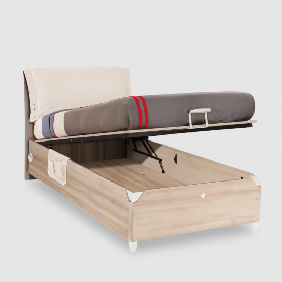 DUO ΠΑΙΔΙΚΟ ΚΡΕΒΑΤΙ ΜΟΝΟ ΜΕ ΑΠΟΘΗΚΕΥΤΙΚΟ ΧΩΡΟ ΚΑΙ ΜΑΞΙΛΑΡΑ 109x215xH107cm