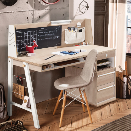 DUO ΠΑΙΔΙΚΟ ΓΡΑΦΕΙΟ ΜΕ ΑΠΟΘΗΚΕΥΤΙΚΟΥΣ ΧΩΡΟΥΣ ΚΑΙ ΠΛΑΤΗ 141x64xH116 cm
