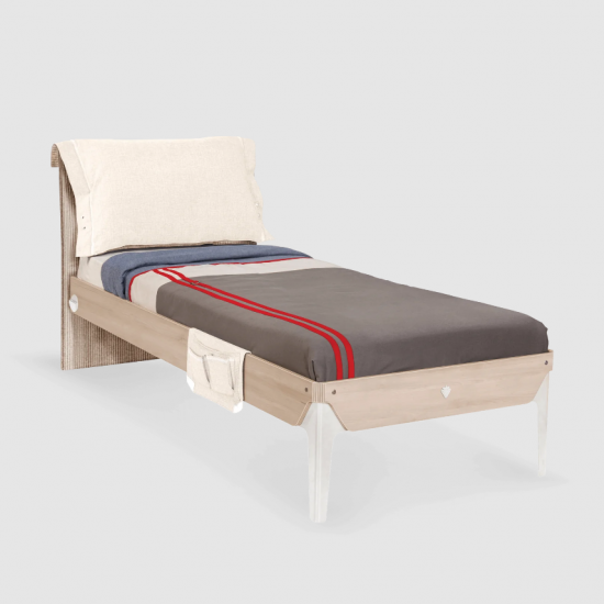 DUO ΠΑΙΔΙΚΟ ΚΡΕΒΑΤΙ ΜΟΝΟ ΜΕ ΥΦΑΣΜΑΤΙΝΗ ΠΛΑΤΗ 109x214xH102 cm