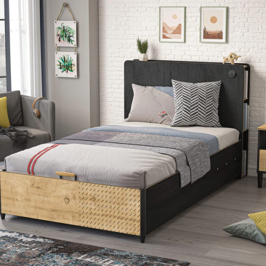 BLACK ΠΑΙΔΙΚΟ ΚΡΕΒΑΤΙ ΗΜΙΔΙΠΛΟ ΜΕ AΠΟΘΗΚΕΥΤΙΚΟ ΧΩΡΟ 223x124xH108cm