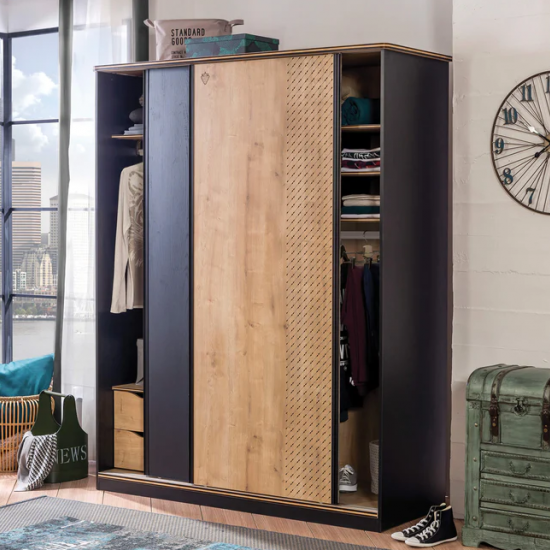 BLACK ΠΑΙΔΙΚΗ ΝΤΟΥΛΑΠΑ 2ΦΥΛΛΗ ΣΥΡΟΜΕΝΗ 164x59xH206 cm