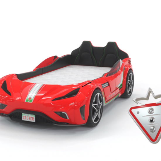 CHAMPION RACER ΠΑΙΔΙΚΟ ΚΡΕΒΑΤΙ ΑΥΤΟΚΙΝΗΤΟ ΚΟΚΚΙΝΟ ΜΕ ΚΡΥΦΟ ΦΩΤΙΣΜΟ 127x220xH80 cm