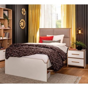 MODERA ΠΑΙΔΙΚΟ ΚΡΕΒΑΤΙ ΗΜΙΔΙΠΛΟ ΜΕ ΥΦΑΣΜΑΤΙΝΗ ΠΛΑΤΗ 129x211xH115cm