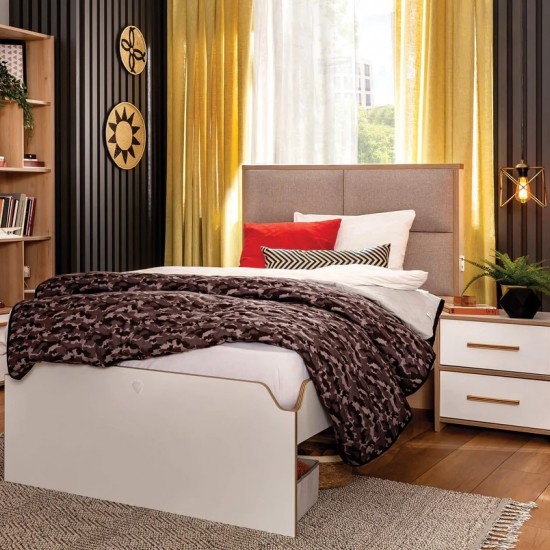 MODERA ΠΑΙΔΙΚΟ ΚΡΕΒΑΤΙ ΗΜΙΔΙΠΛΟ ΜΕ ΥΦΑΣΜΑΤΙΝΗ ΠΛΑΤΗ 129x211xH115cm