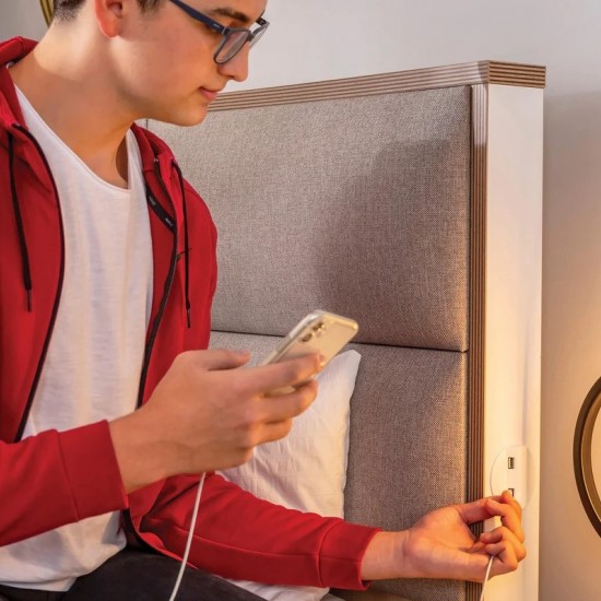 MODERA ΠΑΙΔΙΚΟ ΚΡΕΒΑΤΙ ΗΜΙΔΙΠΛΟ ΜΕ ΥΦΑΣΜΑΤΙΝΗ ΠΛΑΤΗ 129x211xH115cm