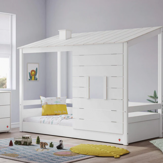 MONTES WHITE ΠΑΙΔΙΚΟ ΚΡΕΒΑΤΙ ΜΕ ΟΡΟΦΗ ΚΑΙ ΠΛΑΤΗ 102x216xH166cm