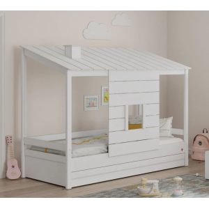 MONTES WHITE ΠΑΙΔΙΚΟ ΚΡΕΒΑΤΙ ΜΕ ΟΡΟΦΗ ΚΑΙ ΠΛΑΤΗ 102x216xH166cm