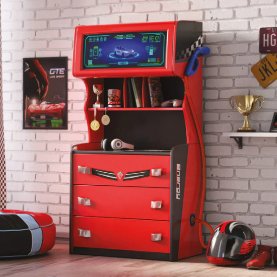 CHAMPION RACER ΠΑΙΔΙΚΗ ΣΥΡΤΑΡΙΕΡΑ ME 4 ΣΥΡΤΑΡΙΑ ΚΑΙ ΡΑΦΙΑ 71x42xH143cm