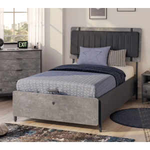 SPACE GRAY ΠΑΙΔΙΚΟ ΚΡΕΒΑΤΙ ΗΜΙΔΙΠΛΟ ΜΕ ΑΠΟΘΗΚΕΥΤΙΚΟ ΧΩΡΟ 136x217xH117cm