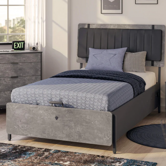 SPACE GRAY ΠΑΙΔΙΚΟ ΚΡΕΒΑΤΙ ΗΜΙΔΙΠΛΟ ΜΕ ΑΠΟΘΗΚΕΥΤΙΚΟ ΧΩΡΟ 136x217xH117cm