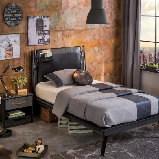 DARK METAL ΠΑΙΔΙΚΟ ΚΡΕΒΑΤΙ ΗΜΙΔΙΠΛΟ 129x203xH110 cm