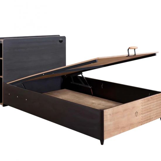 BLACK ΠΑΙΔΙΚΟ ΚΡΕΒΑΤΙ ΗΜΙΔΙΠΛΟ ΜΕ AΠΟΘΗΚΕΥΤΙΚΟ ΧΩΡΟ 223x124xH108cm