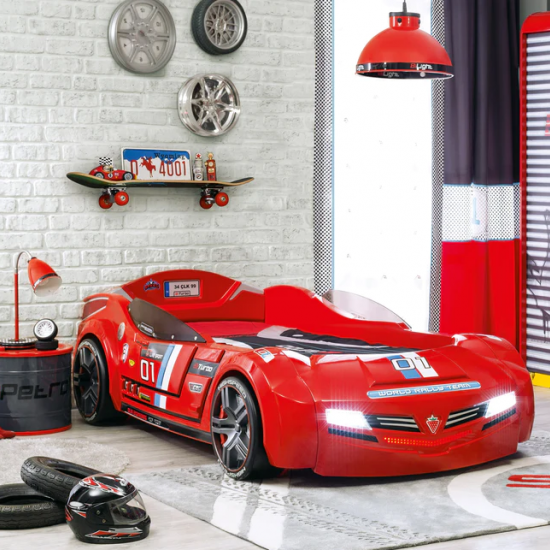 CHAMPION RACER ΠΑΙΔΙΚΟ ΚΡΕΒΑΤΙ ΑΥΤΟΚΙΝΗΤΟ ΚΟΚΚΙΝΟ REMOTE CONTROL 126x225xΗ66 cm