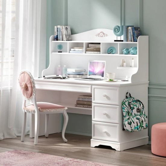 RUSTIC WHITE ΠΑΙΔΙΚΟ ΓΡΑΦΕΙΟ ΜΕ ΒΙΒΛΙΟΘΗΚΗ 138x62xH137 cm