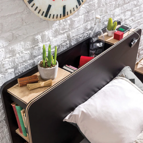 BLACK ΠΑΙΔΙΚΟ ΚΡΕΒΑΤΙ ΗΜΙΔΙΠΛΟ 222x123xH108 cm