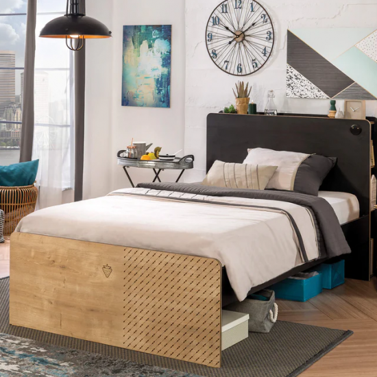 BLACK ΠΑΙΔΙΚΟ ΚΡΕΒΑΤΙ ΗΜΙΔΙΠΛΟ 222x123xH108 cm