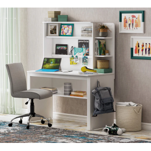 WHITE ΠΑΙΔΙΚΟ ΓΡΑΦΕΙΟ ΜΕ ΒΙΒΛΙΟΘΗΚΗ 120x55xH155cm