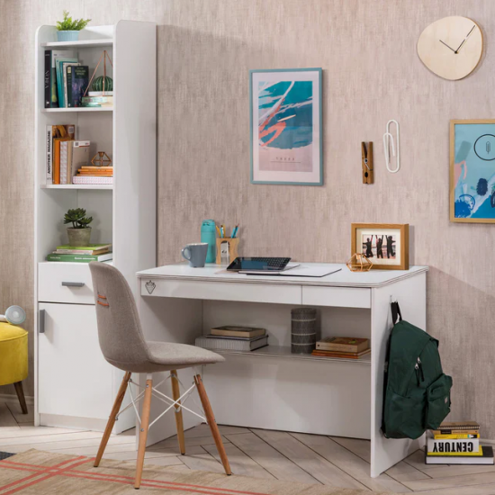 WHITE ΠΑΙΔΙΚΟ ΓΡΑΦΕΙΟ ΜΕ ΣΥΡΤΑΡΙ 113x59xH75cm