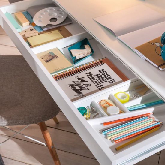 WHITE ΠΑΙΔΙΚΟ ΓΡΑΦΕΙΟ ΜΕ ΣΥΡΤΑΡΙ ΚΑΙ ΒΙΒΛΙΟΘΗΚΗ 113x59xH147cm