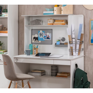 WHITE ΠΑΙΔΙΚΟ ΓΡΑΦΕΙΟ ΜΕ ΣΥΡΤΑΡΙ ΚΑΙ ΒΙΒΛΙΟΘΗΚΗ 113x59xH147cm