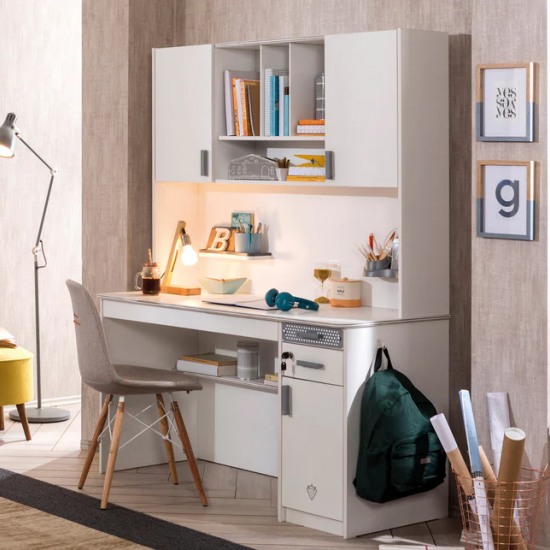 WHITE ΠΑΙΔΙΚΟ ΓΡΑΦΕΙΟ ΜΕΓΑΛΟ ΜΕ ΒΙΒΛΙΟΘΗΚΗ 139x58xH179 cm