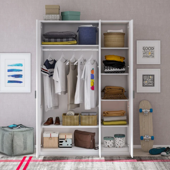 WHITE ΠΑΙΔΙΚΗ ΝΤΟΥΛΑΠΑ 3ΦΥΛΛΗ 137x53xH197cm