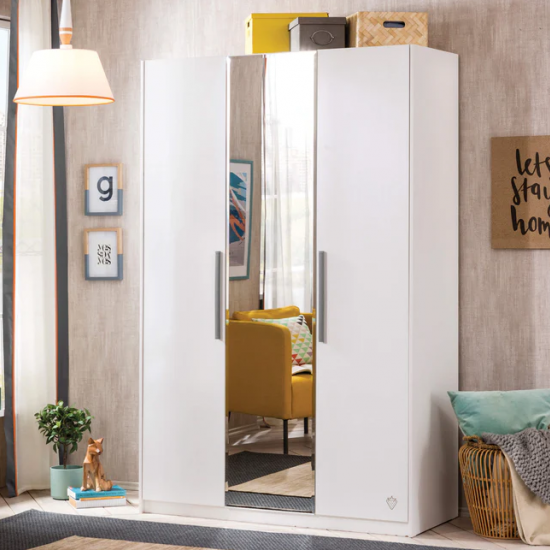 WHITE ΠΑΙΔΙΚΗ ΝΤΟΥΛΑΠΑ 3ΦΥΛΛΗ ΜΕ ΚΑΘΡΕΠΤΗ 135x54xH209cm