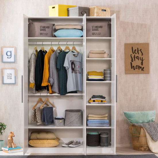 WHITE ΠΑΙΔΙΚΗ ΝΤΟΥΛΑΠΑ 3ΦΥΛΛΗ ΜΕ ΚΑΘΡΕΠΤΗ 135x54xH209cm