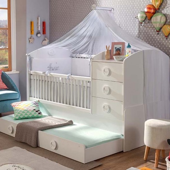 COTTON ΒΡΕΦΙΚΗ ΚΟΥΝΙΑ ΜΕ ΣΥΡΤΑΡΙ 3 ΣΕ 1 183x89xH112cm