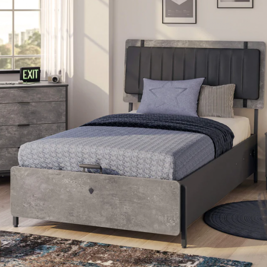 ΠΑΙΔΙΚΟ ΚΡΕΒΑΤΙ ΜΟΝΟ SPACE GRAY ΜΕ ΑΠΟΘ/ΚΟ ΧΩΡΟ 217x116xH117cm