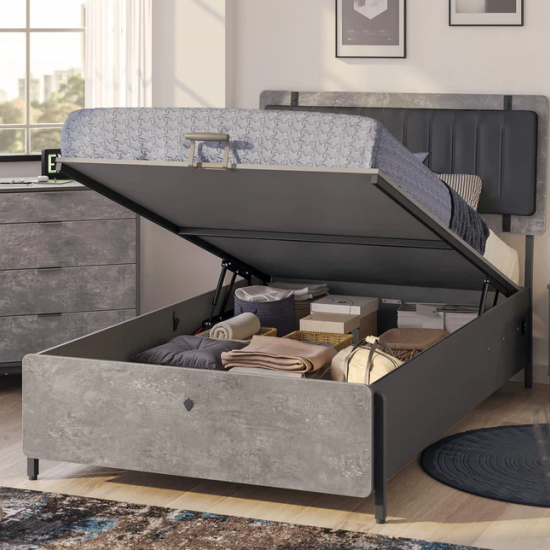 ΠΑΙΔΙΚΟ ΚΡΕΒΑΤΙ ΜΟΝΟ SPACE GRAY ΜΕ ΑΠΟΘ/ΚΟ ΧΩΡΟ 217x116xH117cm