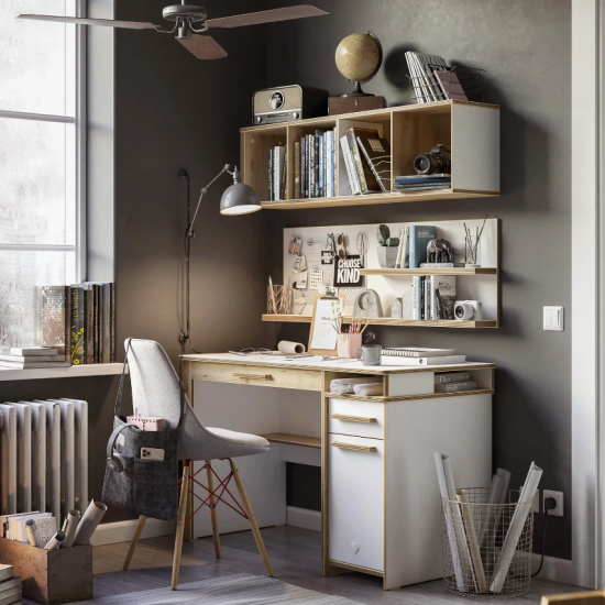 MODERA ΠΑΙΔΙΚΟ ΓΡΑΦΕΙΟ ΜΕ ΡΑΦΙΕΡΑ 130x71xH116cm