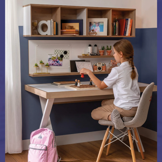 MODERA ΠΑΙΔΙΚΟ ΓΡΑΦΕΙΟ ΜΕ ΡΑΦΙΕΡΑ 130x71xH116cm