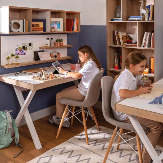 MODERA ΠΑΙΔΙΚΟ ΓΡΑΦΕΙΟ ΜΕ ΡΑΦΙΕΡΑ&ΒΙΒΛΙΟΘΗΚΗ 130x71xH149cm